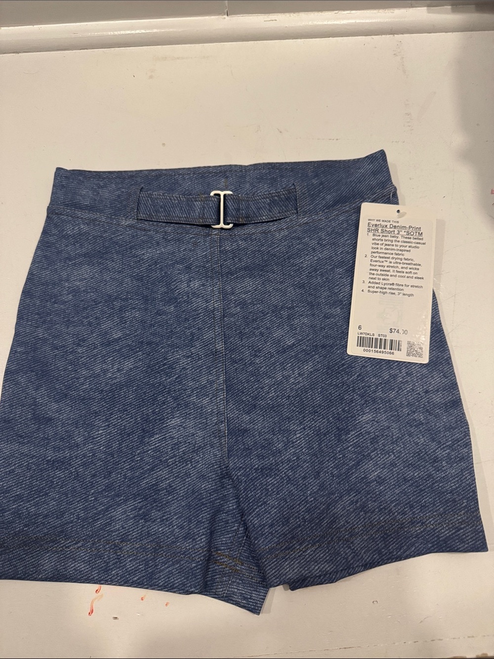 LULULEMON Everlux Printed Denim Athletic Shorts 3” Inseam Med Wash NWT Size 6